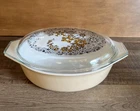 Vintage Pyrex Floral Bubbles 045 Casserole Dish With Lid 2.5 Quart Cream Colored
