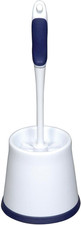 Rubbermaid Comfort Grip Toilet Bowl Brush and Caddy Set, White/Blue, 16.5"