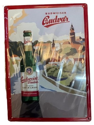 Budweiser Budvar Blechschild Retro Werbeschild Logo Mehrfarbig 30x21cm