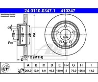2 St. Bremsscheibe Ate 24.0110-0347.1 FüR Opel Corsa E Adam