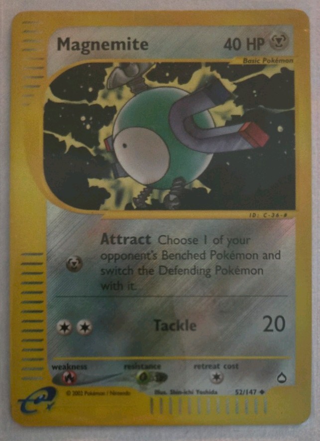 Magnemite Reverse Holo 52/147 Aquapolis English Pokemon TCG MP