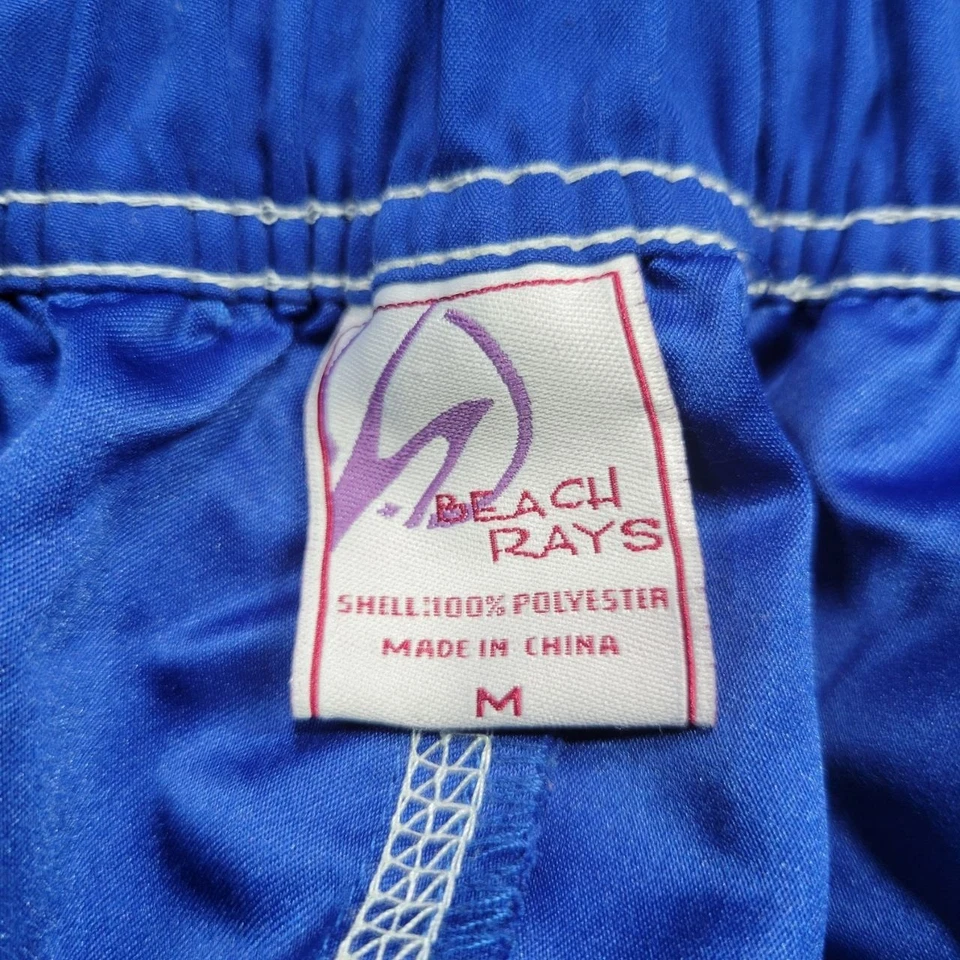 Bañador Beach Rays para Hombres Mediano Azul Blanco Rayas Bolsillos de Carga Pantalones Cortos de Natación Foto 2 de 4