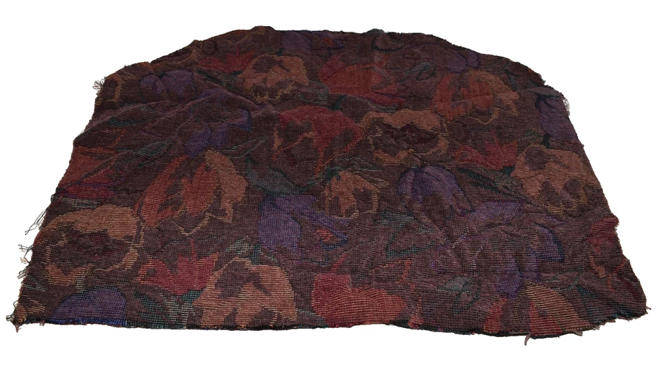 Vtg Kirk Brummel Purple Floral Thick Upholstery Fabric Remnant 17-12" x 23-12" - Image 2 of 3