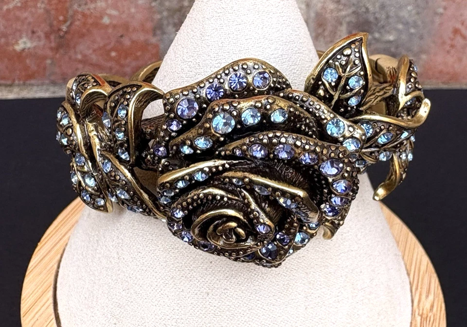 Brazalete Heidi Daus Rosa Elegancia Flor Azul Cristal Floral Impresionante Foto 4 de 4