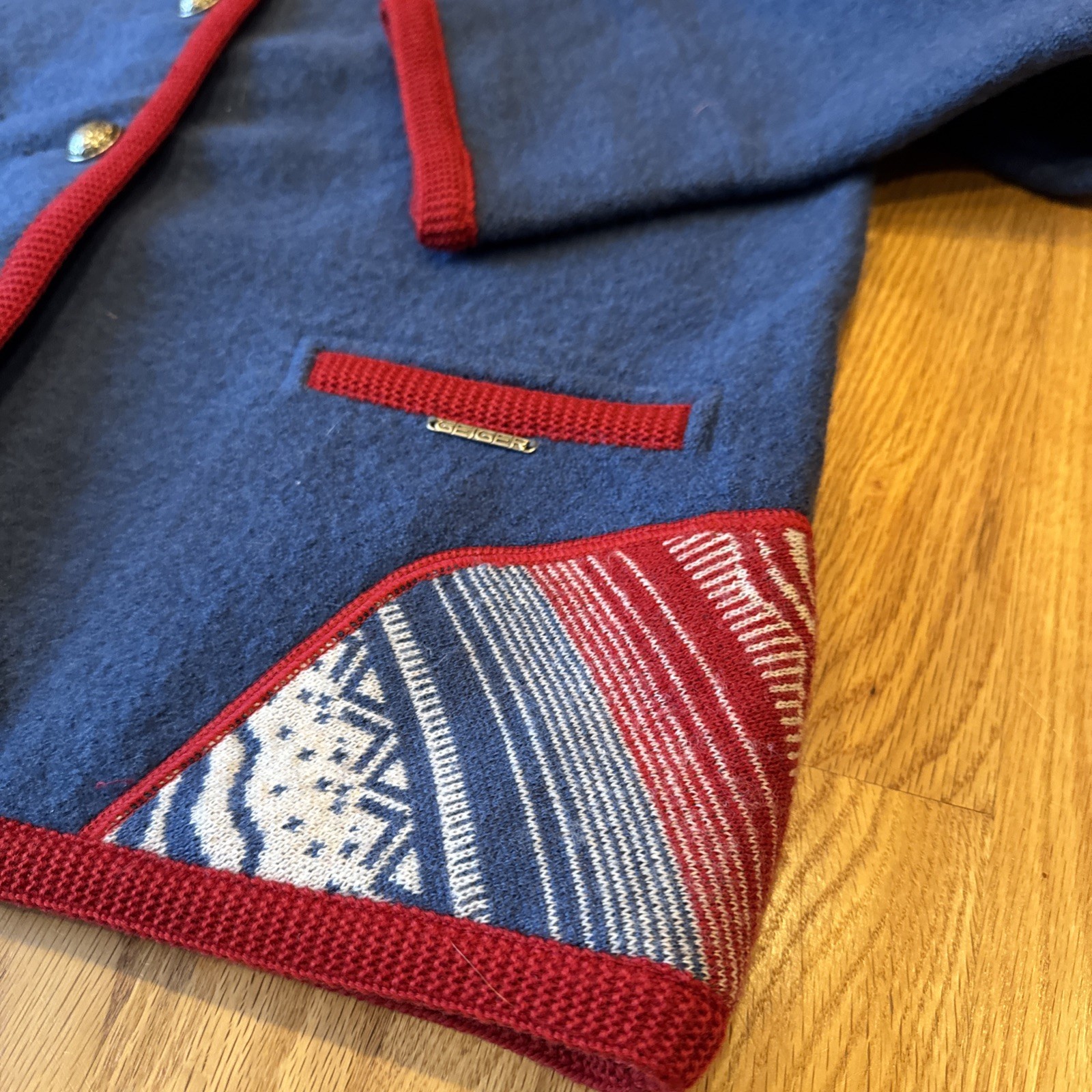 Geiger Women’s Patchwork Boiled Blue Wool Sweater… - image 11