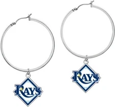 Tampa Bay Rays Logo Hoop Earrings Silver Tone Jewelry MLB Fans Gift