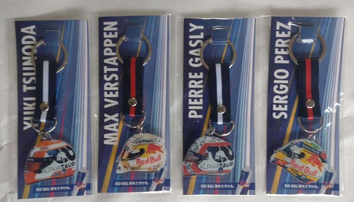 F1 Red Bull Racing Keychain Set of 4 Helmet Verstappen Perez Gasly