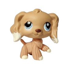 Mini Pet Shop Toys Blue Flower Eyes 748 Tan Cocker Spaniel Dog LPS Limited