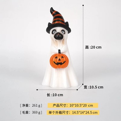 Halloween Harzfigur Kürbisgeist Tierdeko Dekoration für Eingangsbereich Bar