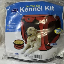 Sportpet On The Go Large Kennel Kit Portable For Dogs 70lbs and Food/water Bowl