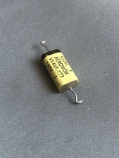 AEROVOX .1 uF 150V Axial Film Capacitor Yellow Mini Phone book guitar tone cap