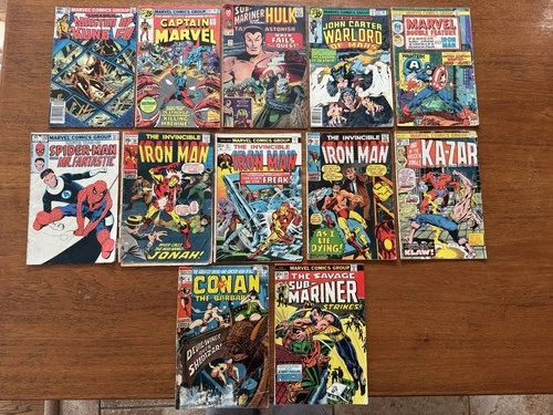 Vintage Lot Mixed 12 Marvel Comics Silver Bronze Age Conan X Men Iron Man Hulk