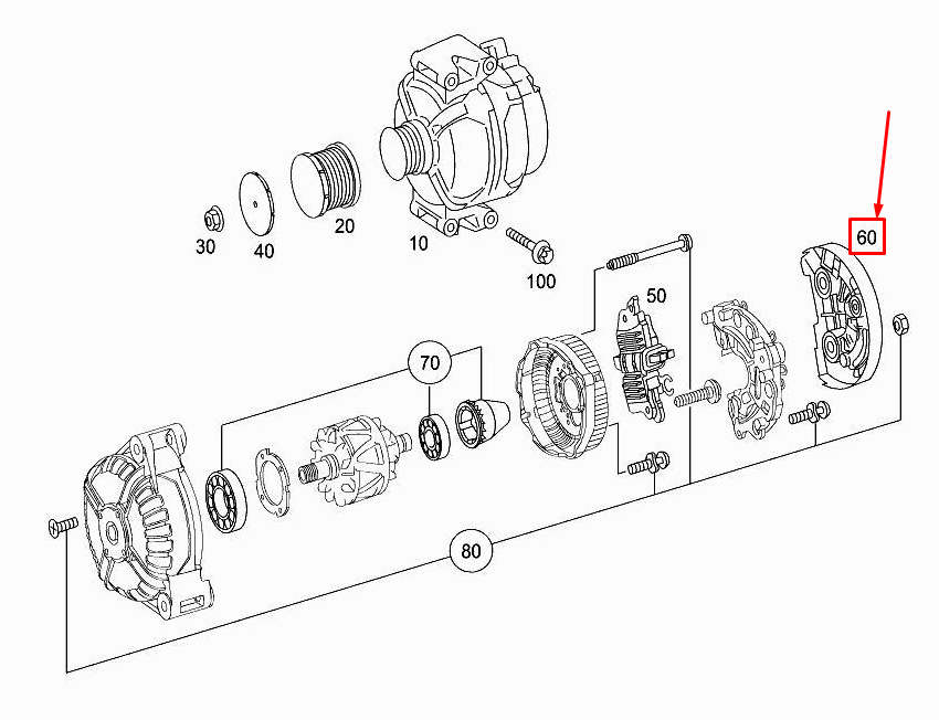 Couvercle d'admission d'air d'alternateur MERCEDES-BENZ SLK R172 A0001547404