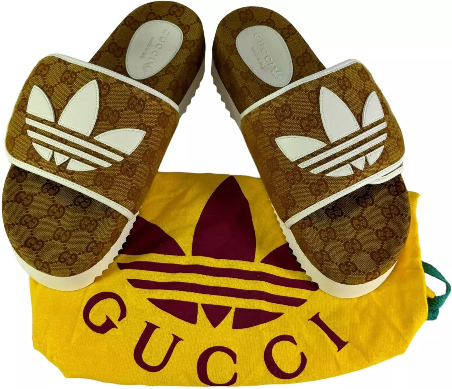 GUCCI X ADIDAS 3518968J 8126 toile marron GG Supreme hommes diapositives 8   8,5 États Unis