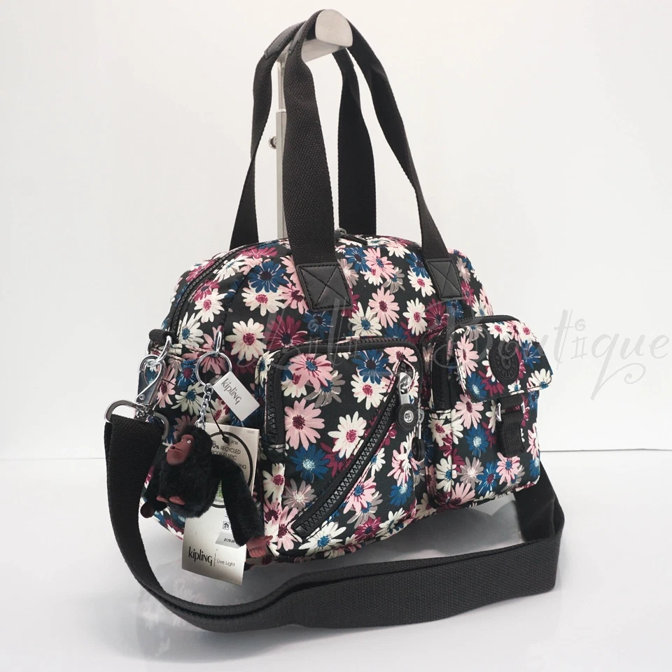 Neu mit Etikett Kipling HB3510 Defea große Umhängetasche Schultertasche Handtasche Nylon blühende Blütenblätter - Bild 2 von 4