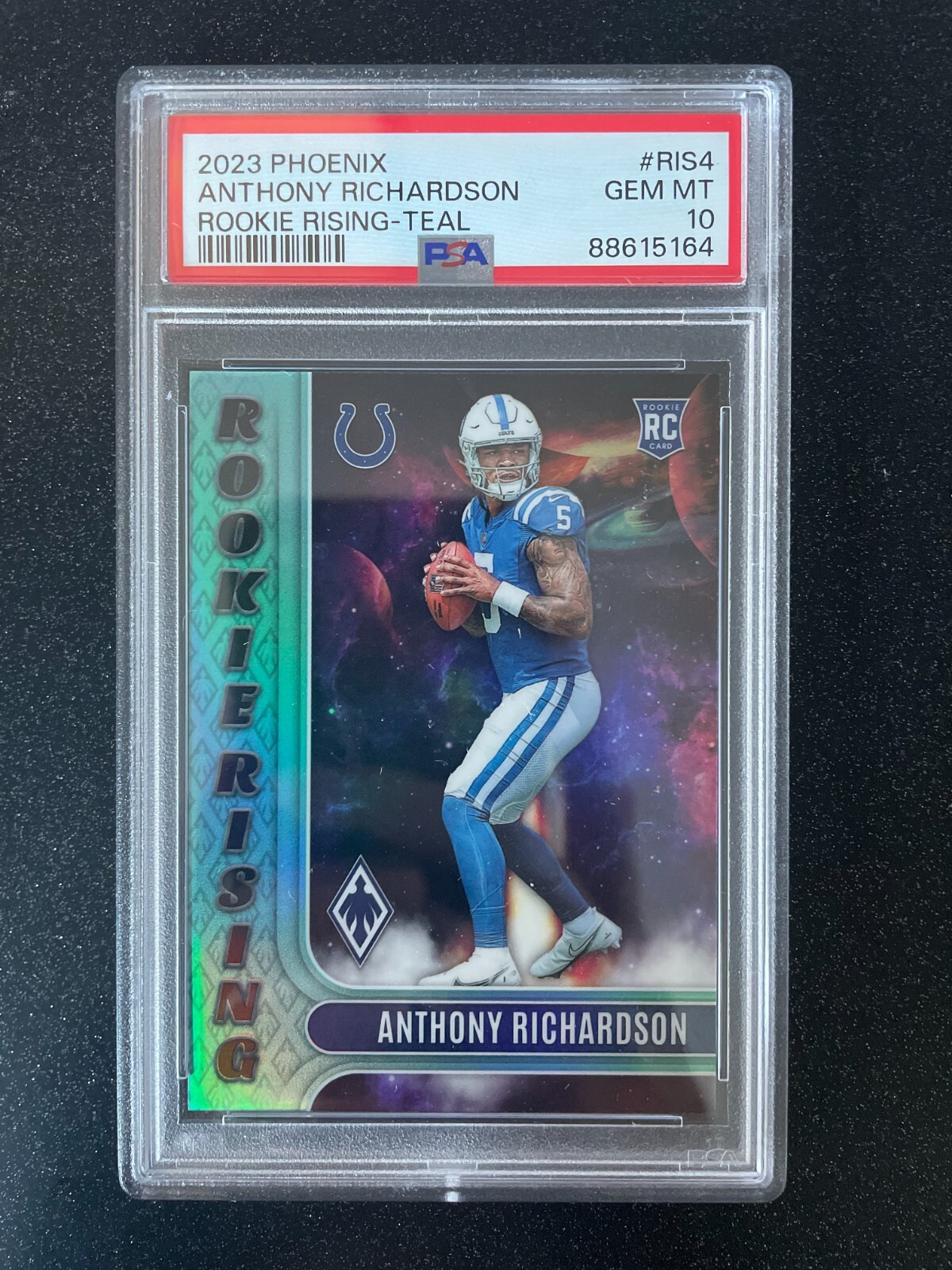 2023 Panini Phoenix Anthony Richardson Rookie Rising Teal #RIS-4 35/150 PSA 10