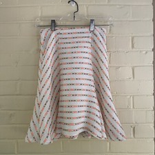 Maeve Anthropologie Lucaya Tweed Twirl Swing Ivory Gold Stitch Skirt Size 2 USA