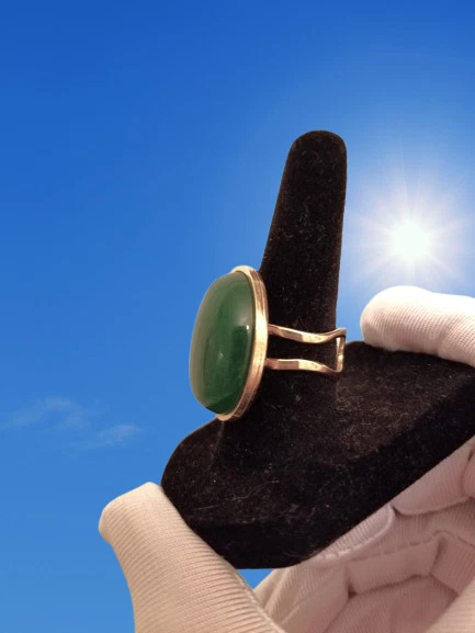Anillo Jade 18 x 25mm Jade Natural en Plata Inoxidable o Acero Inoxidable 18K GP Foto 2 de 4