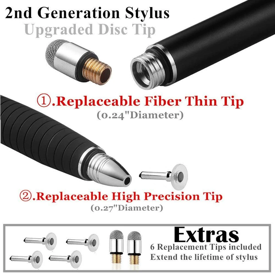 (2nd Generation) [2 in 1 Precision Series] MEKO Disc Stylus Pen 2 Pcs Black - Image 4 of 4