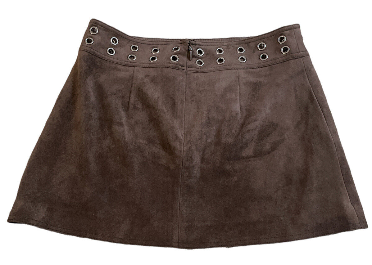 BCBG MaxAzria Small Suede Leather Mini Skirt Metal Grommets Wrap Front |  eBay