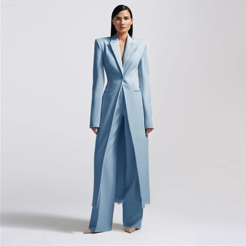 Women Long Jackets Suits Ladies Modern Fashion Prom Evening Party 2Pcs Outfits - Picture 7 of 19