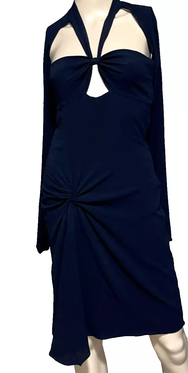 Robe de cocktail GUCCI vintage Runway noire soie torsadée dos ouvert US 6 8 / IT 44