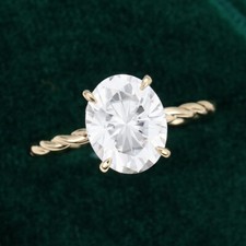 Oval cut Moissanite engagement rose gold Vermeil vintage Unique wedding ring