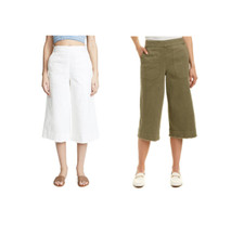 NWT Splendid Womens Cropped Wide Leg Pants White Olive Green Size XS M L XL 140