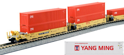 Kato 106-6213 N Gunderson Maxi I 5-Unit Well Car TTX 759368 with Yang Ming Conta