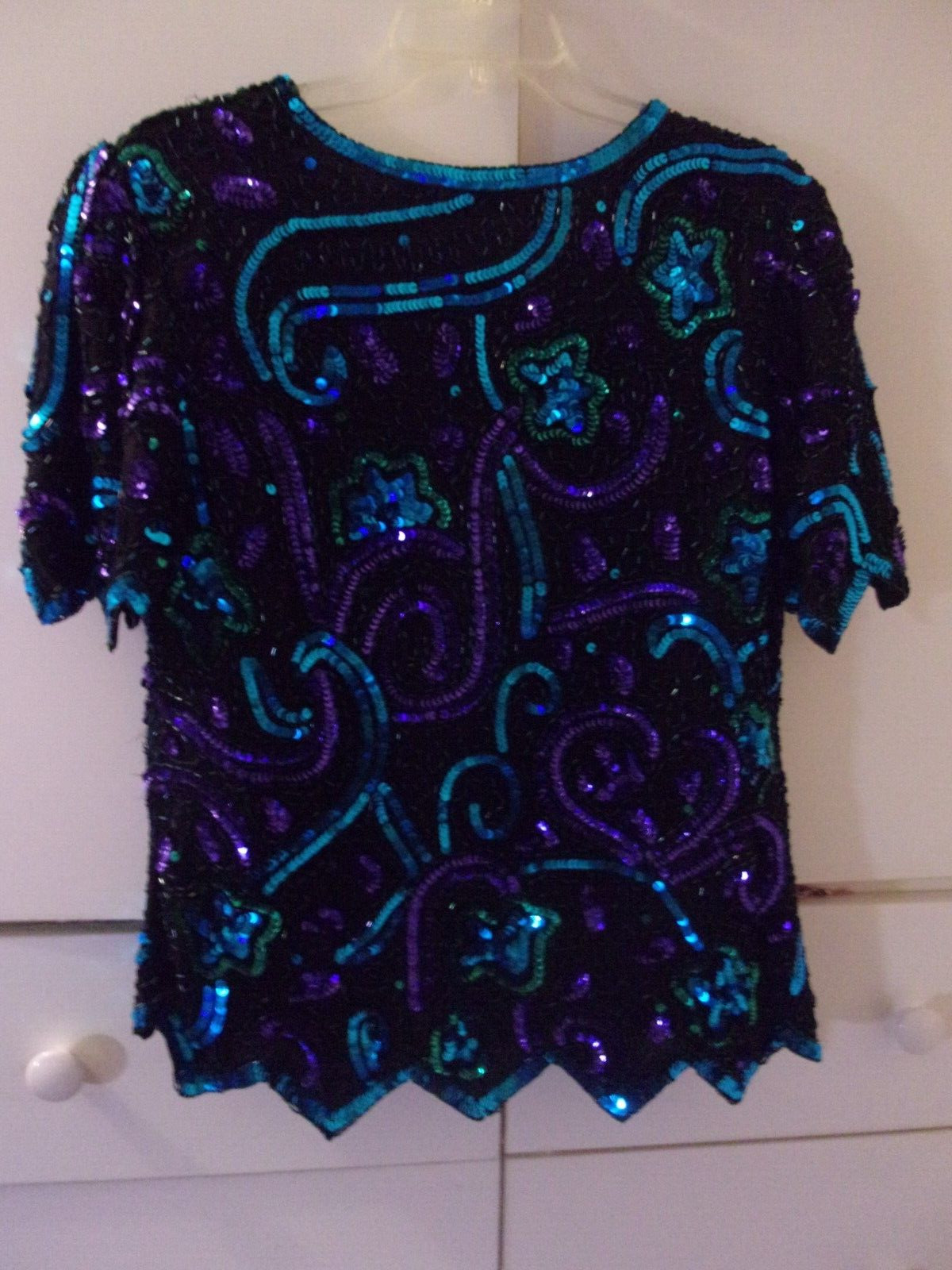 Vtg Laurence Kazar silk sequin & beaded embellish… - image 2