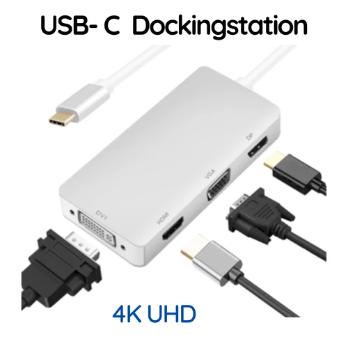 USB C Docking Station 4K HDMI Displayport DVI VGA USB 3.1 Type-C Adapter PREMIUM