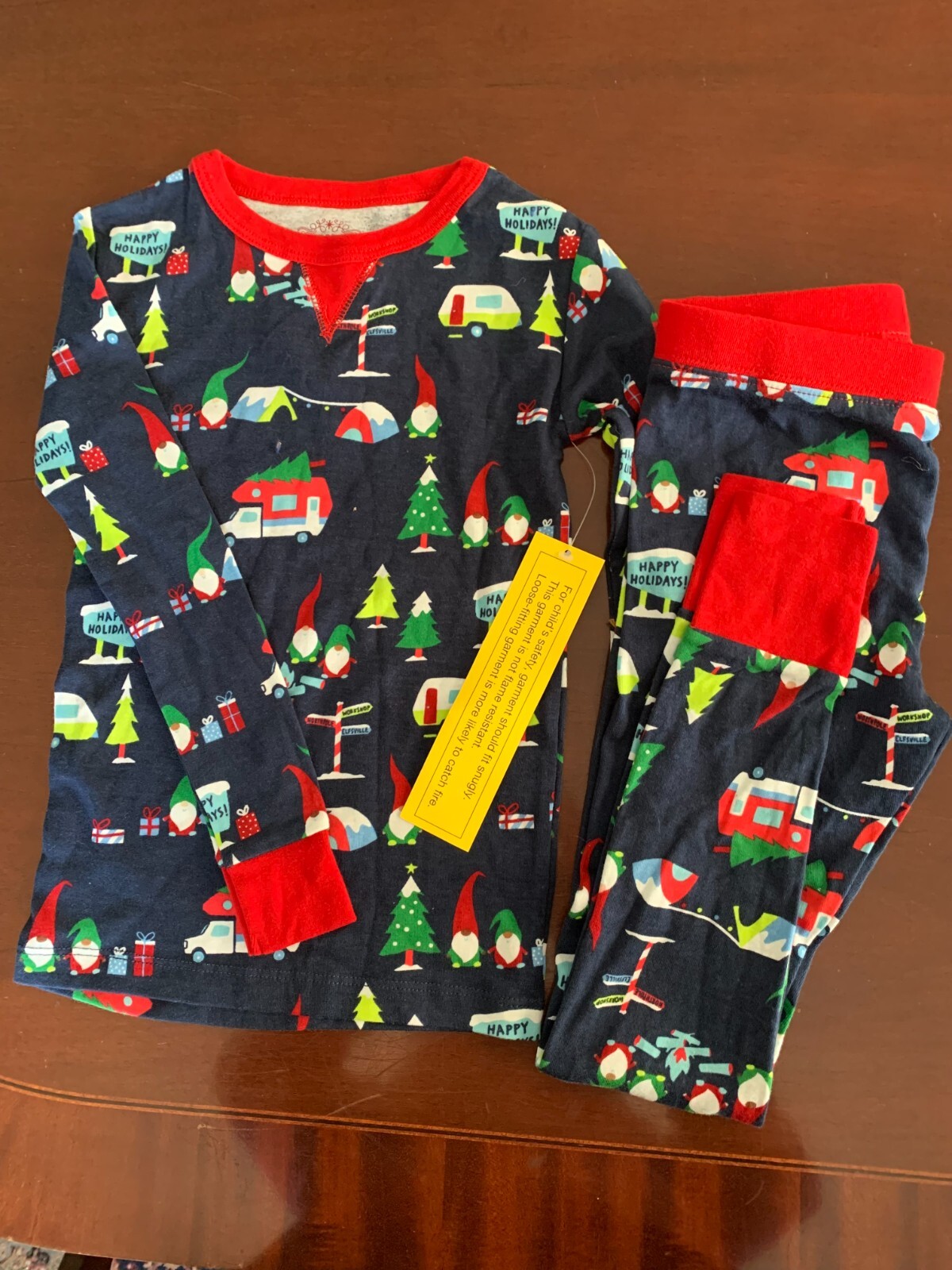 Wondershop 2-pc pajamas Sleepwear, Kids Size 5, Navy Gnomes,  NWT
