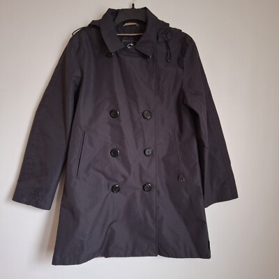 Misty Harbor Navy Rain Jacket Double Breasted Hooded Women's Sz Small