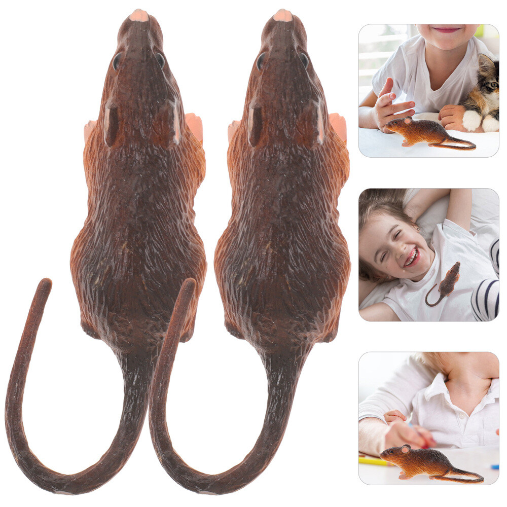 Realistic Fake Rats 2pcs Spooky Prank Mice for April Fools Day