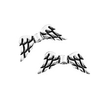 50 Antiqued Silver 19x8mm Angel Fairy Feather Wing Wings Tibetan Spacer Beads