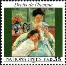 UN Geneva #Mi180 MNH 1989 Young Mother Sewing painting by Mary Cassatt [180]