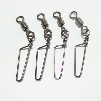 50Pcs Stainless Steel Ball Bearing Fishing Snap Swivel 1#-10# 1/0#-4/0# Sizes