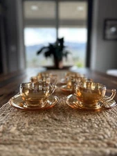 Vintage Jeannette Coffee Cups With Saucers Set Of 6