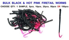 BLACK & PINK 18cm FIRETAIL WORMS SOFT BAIT CURLY TAIL BASS COD POLLOCK  LURE