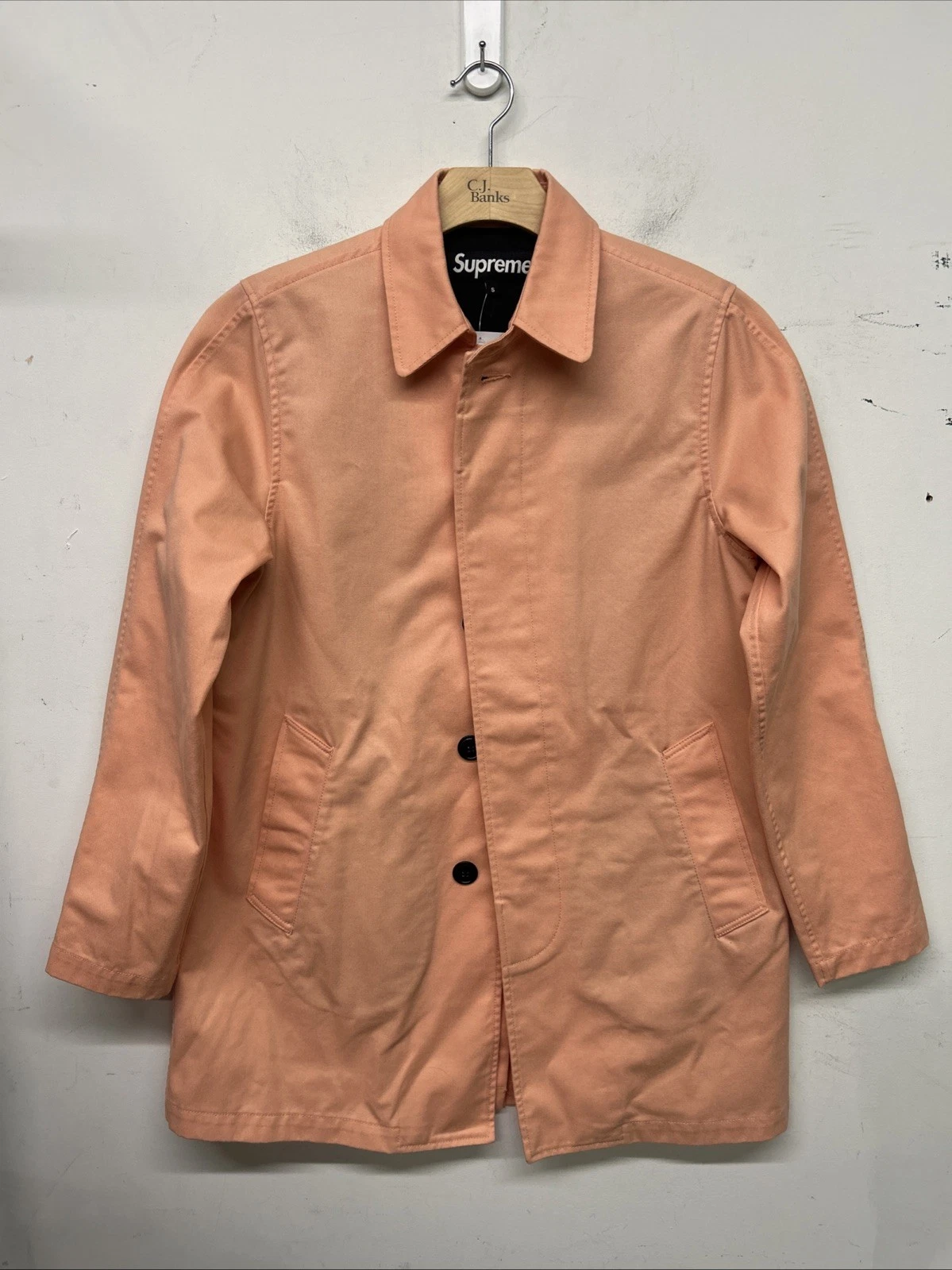 Manteau trench boutonné rose SUPREME taille S