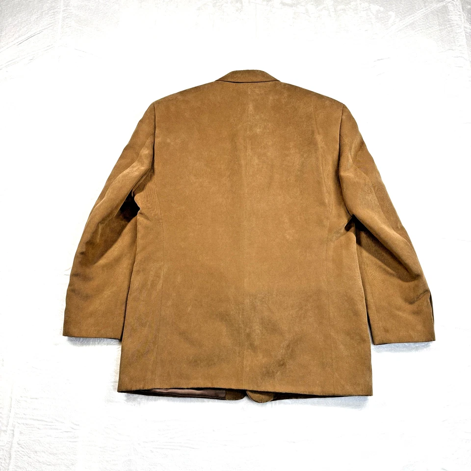 Calvin Klein Blazer Jacket Sport Coat Mens 42R Tan Micro Suede Three Button - Image 2 of 4