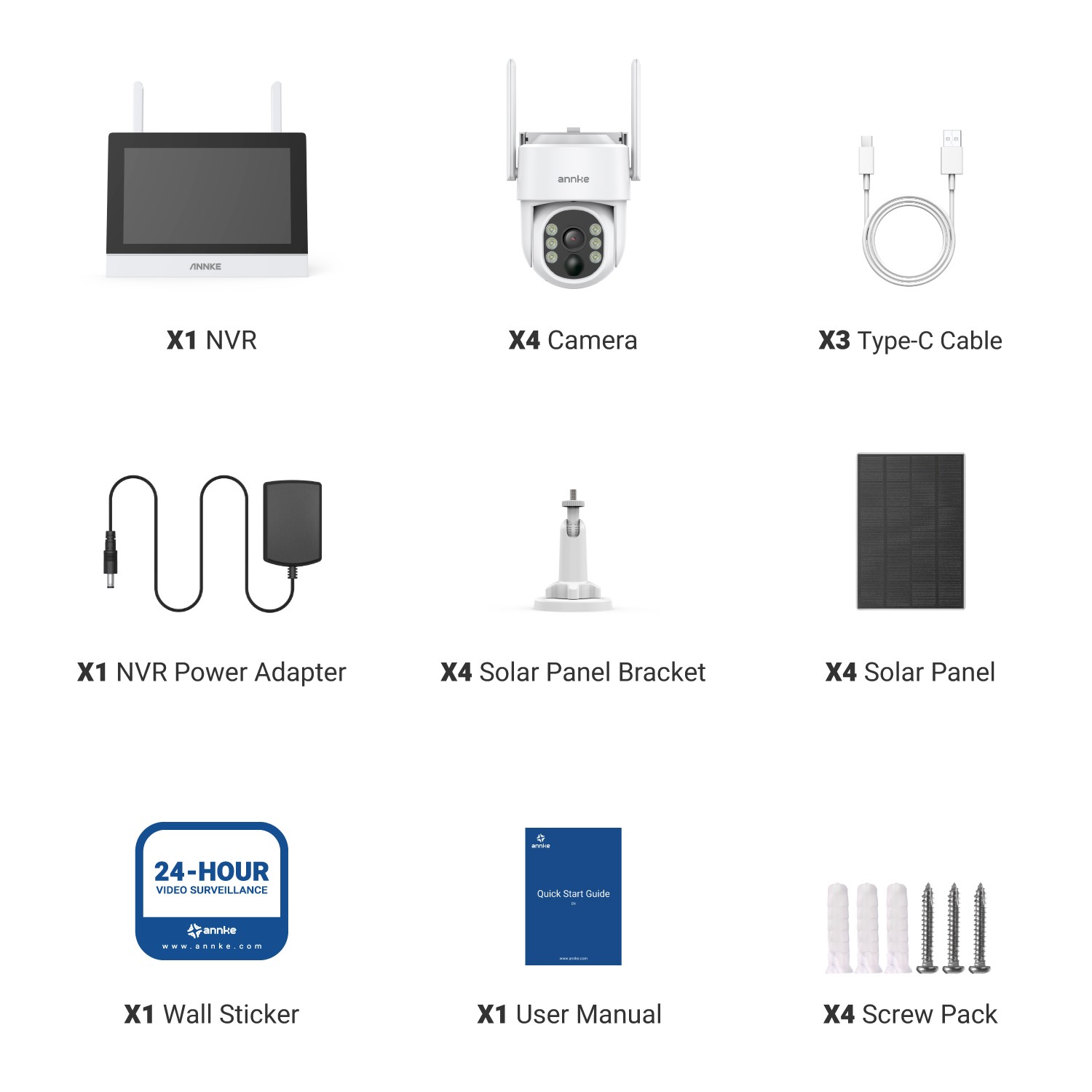 ANNKE 5MP 3MP Wireless Security Camera System 7" Monitor 4CH NVR Two Way Audio