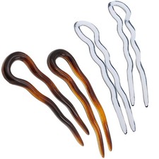 Paris Combo French Twist Stick Hair Fork, 4 Small Wavy U Shaped Hair Pin Clip...