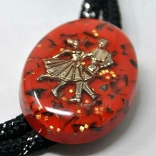 Lucite Square Dancers Bolo Tie Slides ONLY - no bolo Confetti Rare Unique Vtg