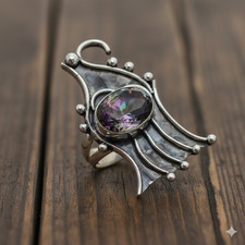 GOOD LOOKING Copper Charoite Gemstone Handmade Jewelry Ring Size 7