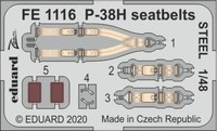 Eduard Accessories FE1116 - 1:48 P-38H Seatbelts Steel For Tamiya - Neu