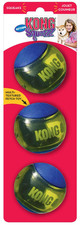 KONG Squeezz Action Ball Medium Blue 3 Pack Squeaky Dog Fetch Toy