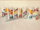7 VTG MCM Federal 50's Zombie Tom Collins Frosted Fruit Bar Glasses Tumblers