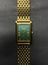 GOLD Seiko Slim Quartz men's Wrist Watch - FREE SHIPPING