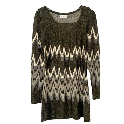 Adore Felted Brown Geometric Pattern Dress, EUC, Size Small